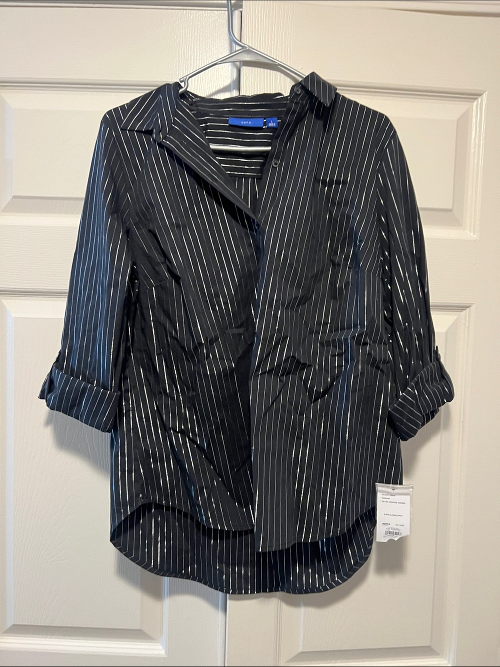 Apt. 9 Black with White Pinstripe Button-Down Shirt
